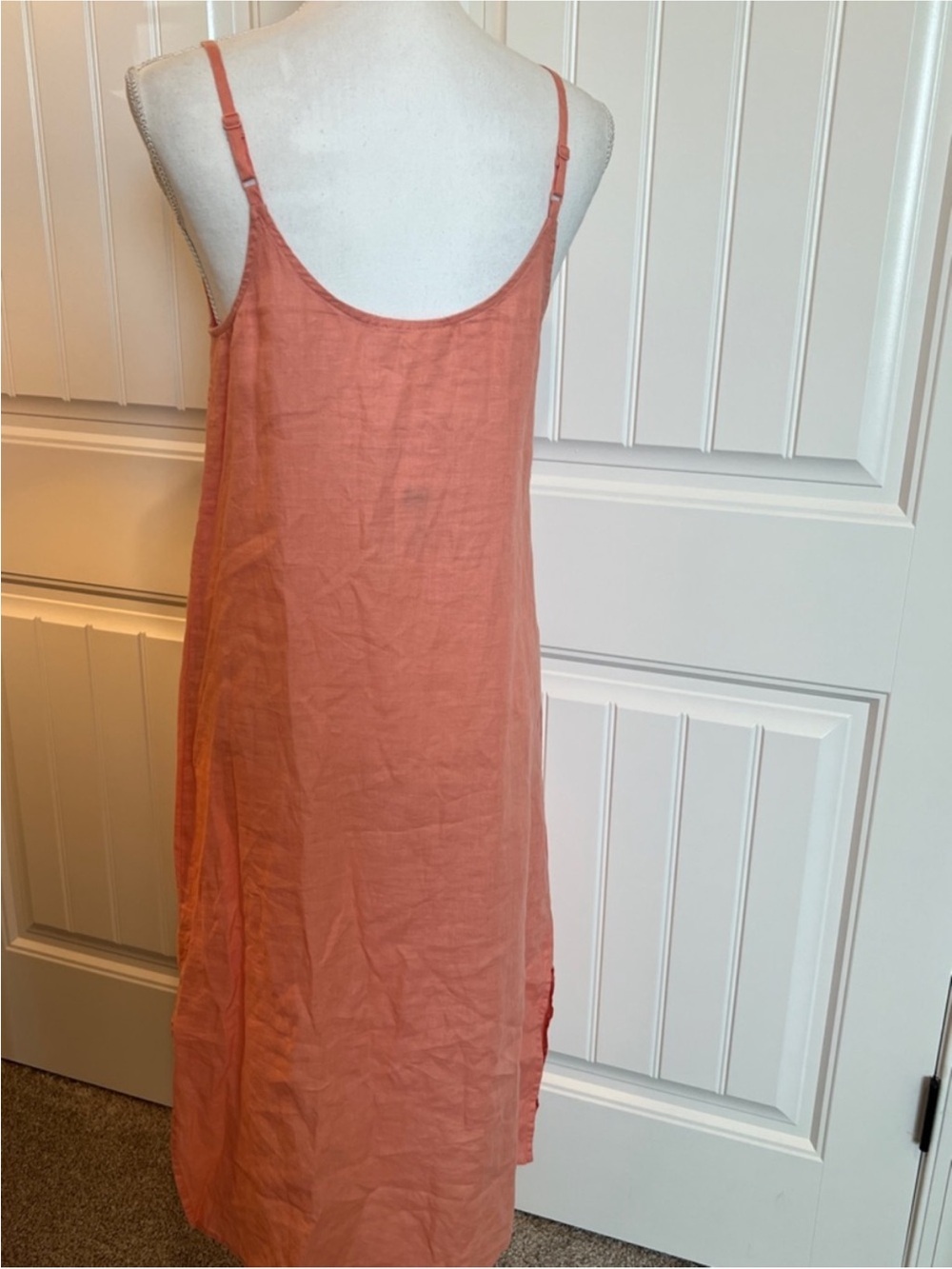 Eileen Fisher Soft Peach Linen Cami Dress - Picture 7 of 14